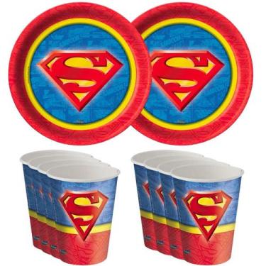 Imagem de Kit Festa Pratos e Copos para Aniversário Comemoração - Superman Geek 
