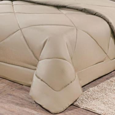 Imagem de Kit Edredom + Jogo De Lençol Aconchego Look House Dupla Face Solteiro 04 Peças - Caqui