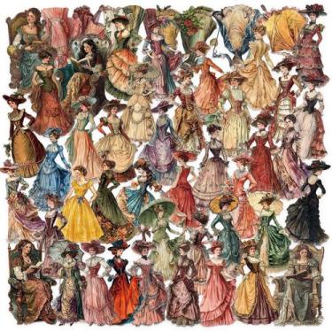 Imagem de Adesivos retrô, europeus, moda vintage, 50 peças de vinil PET - yiweis