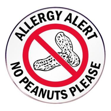 Imagem de Brooch Pin Round Alert Alert No Peanuts Please Red - Yiweisai