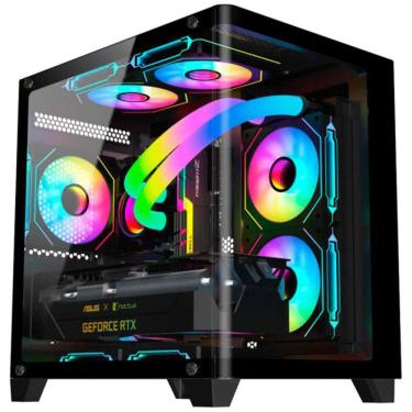 Imagem de Gabinete Gamer Aquário K-MEX Curva Micro CG-L4RE, Frontal e Lateral em Vidro, Preto, Micro ATX -  CGL4RERH001CB0X