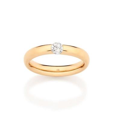 Imagem de Aliança Abaulada Com Zircônia Banhado a Ouro Rommanel 513642 Tamanho:2