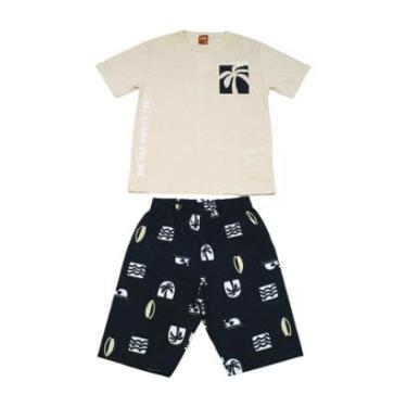 Imagem de Conjunto Infantil Camiseta Estampa Coqueiro e Bermuda Moletinho 1001372 - Kyly-Masculino