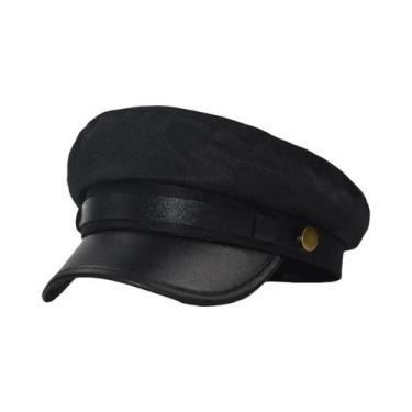 Imagem de Boina Feminina De Couro PU Com Topo Plano, Respirável E Confortável, E