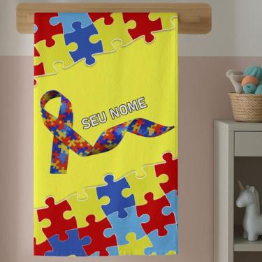 Imagem de Toalha Estampa Infantil Autismo Tea Autista Banho Divertido Colorido N