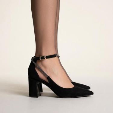 Imagem de Scarpin Bebecê Salto Bloco Nobuck Preto, Preto, 38