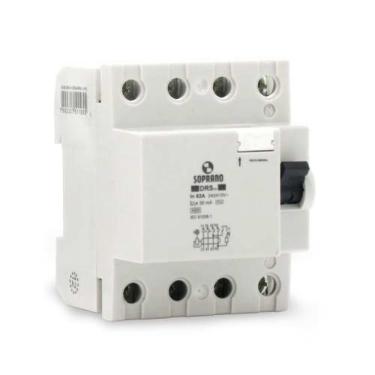 Imagem de Disjuntor DR Tetrapolar 63A-30mA para Sistemas Monofásicos, Bifásicos e Trifásicos 4,5KA IP20 Soprano