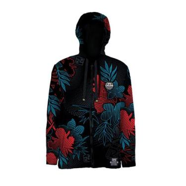 Imagem de Jaqueta Cyclone Veludo Tropical Hawaii, Preto, Vermelho, P