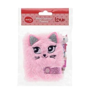 Imagem de Mini Caderno/Caderneta Chaveiro Gato Rosa Molin - DAC