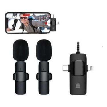 Imagem de Microfone Lapela Duplo 3em1 Para iPhone Samsung Camera Dslr - eletrome