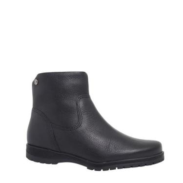 Imagem de Bota Feminina Em Couro Salto Bloco Cano Curto Bottero 369207 - Preto -