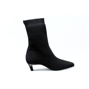 Imagem de Bota Bico Quadrado Carrano Knit 851005, Black, Preto, 36