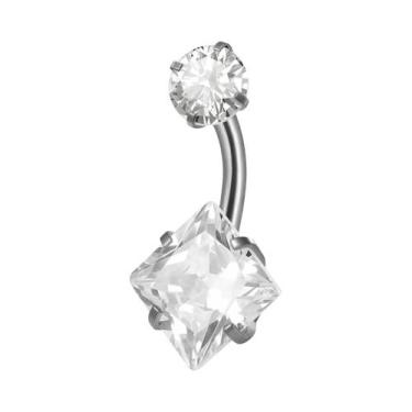 Imagem de Piercing De Umbigo Em Titânio Com Zircônia 16G Quadrado Redondo CZ Joi