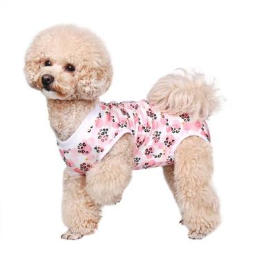 Imagem de Macacão Cirúrgico de Recuperação para Cães Due Felice Rosa Leopardo Ta