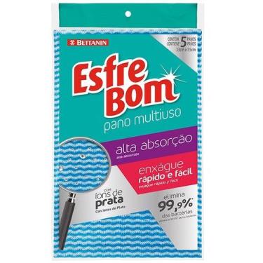 Imagem de Pano Multiuso AZUL Esfrebom ALTA Absorção 5 Unidades