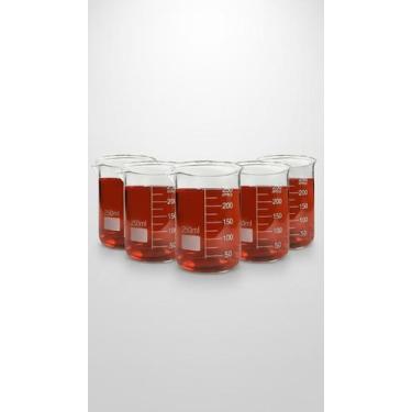 Imagem de Kit 5 Béqueres Vidro Baixo Graduado 250ml - Congratulations Store