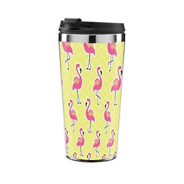 Imagem de Copo Térmico Flamingos Amarelo