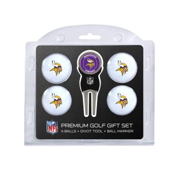 Imagem de Team Golf Bolas de golfe NFL Minnesota Vikings tamanho regular (4 unidades) e ferramenta de Divot com marcador magnético de dupla face removível