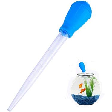 Imagem de Cortador manual de água para aquário de peixes, conta-gotas de pipeta de limpeza de aquário de 50 ml, removedor de resíduos de limpeza de tanque de peixes, canudo de limpeza de cascalho de aquário (50 ml azul)