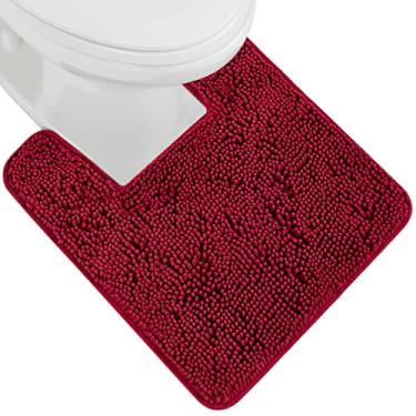 Imagem de GORILLA GRIP Tapete de banho de chenille felpudo absorvente de pelúcia para base quadrada de vaso sanitário com suporte de borracha, tapetes laváveis à máquina, tapetes de contorno de microfibra macia