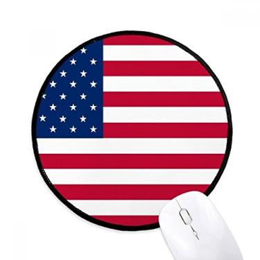 Imagem de Tapete de mouse com bandeira nacional dos EUA América do Norte para mesa de escritório tapete redondo para computador