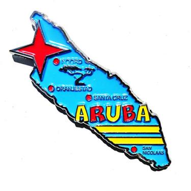 Imagem de Imã Aruba – Imã Mapa Aruba Bandeira Cidades Símbolos - Mapa Mundi Magnético - Imã Geladeira Aruba