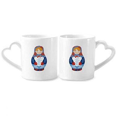 Imagem de Conjunto de canecas de porcelana russa com símbolo da Rússia para casais, xícara de amante de cerâmica com alça de coração