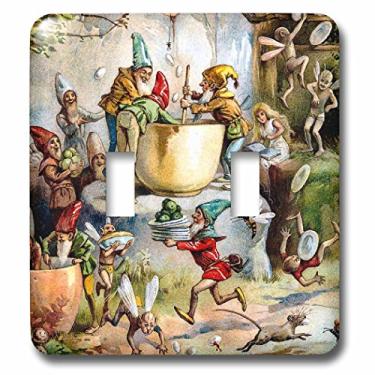 Imagem de 3dRose Interruptor de interruptor lsp_246258_2 Vintage infantil história fadas e elfos assando um bolo 1890, multicolorido