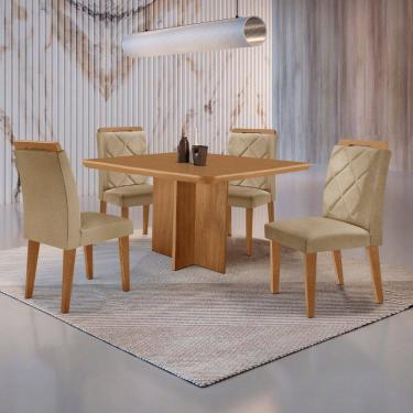 Imagem de Mesa de Jantar Olímpia 90cm MDF Canto copo e com 4 Cadeiras Melissa