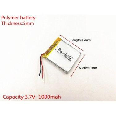 Imagem de Bateria Rastreador 1000mah 3,7v  5mm X 40mm X 45m Lacrada - KMIG