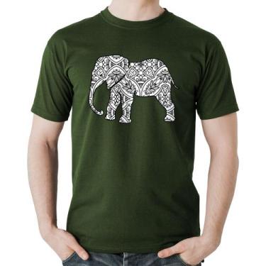 Imagem de Camiseta Algodão Elefante Mandala - Foca na Moda, Musgo, P