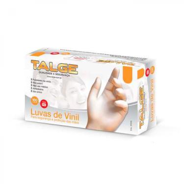 Imagem de Luva Vinil Sem Pó Talge Descartável 100 Un - Tam: P/M/G, m