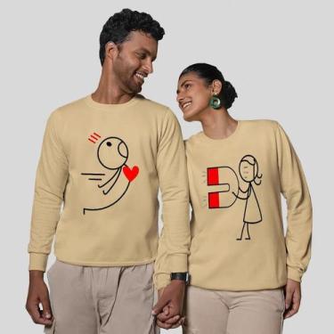 Imagem de Kit 2 Blusas Frio Moletom Careca Sem Capuz Casal Namorados Imã - MP Mo