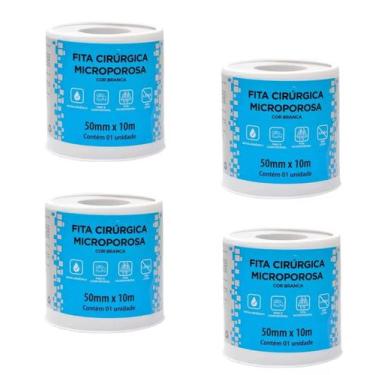 Imagem de Kit 4 Fita Microporosa Cirúrgica Hipoalérgica 50mm x 10m - Ciex