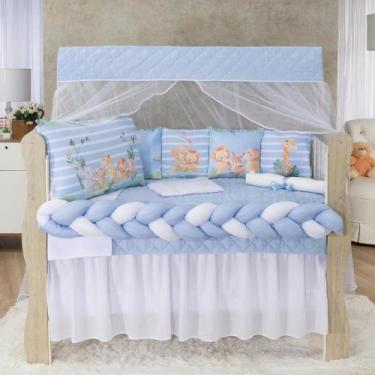 Imagem de Kit Berço Padrão Sublimado Almofadinha 12 Peças Americano Enxoval Comp