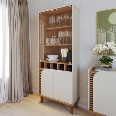 Imagem de Cristaleira com Portas de Vidro 70x182cm Jurerê Off White Freijó - Col