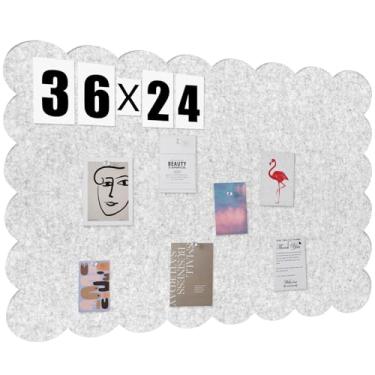 Imagem de Mooliwe Quadro de feltro recortado, 91 x 61 cm, quadro de avisos cinza claro dobrável, quadro de pinos decorativo, quadro de cortiça alternativo para parede, quadro de imagem com três dobras de 9,5 cm