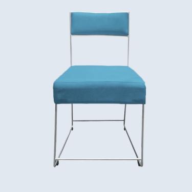 Imagem de Cadeira Atena Base De Ferro Maciço Prata Suede Azul Tiffany D`classe Decor
