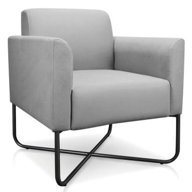 Imagem de Poltrona Decorativa Base Industrial X Preta Maressa S10 Suede Cinza - Ibiza