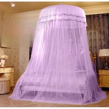 Imagem de Mosquiteiro para Teto Casal - Estilo Indiano com Elástico | Proteção Antimosquitos(Lilás)