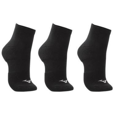 Imagem de Meia Cano Curto Mizuno Prime Tam. 39-44 Pacote Com 3 Pares, Preto, 39-