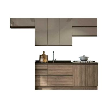 Imagem de Cozinha Completa Maxxi 6 Peças (4Aéreos+2Balcões) s/Pia CPT52 Nogal - Kappesberg