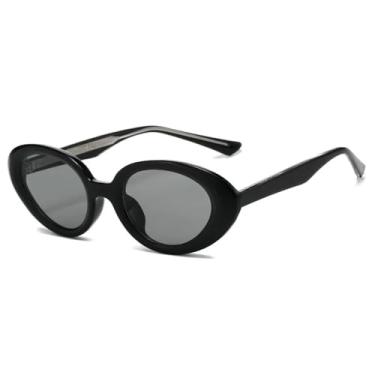 Imagem de JRLLFD Gradiente Colorido Oval Óculos de Sol Femininos Vintage Shades para Homens Luxo Uv400 Feminino (preto)