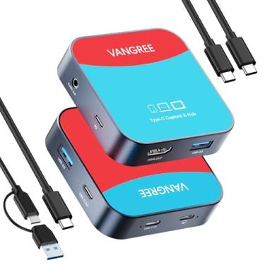 Imagem de VANGREE Placa De Captura Vídeo Usb-C E Hub Usb, 1080P 60Fps C 3.0 100W Pd Com Latência Ultrabaixa Para Jogos, Streaming, Gravação, Compatível Switch, Ipad, Meta Quest 3, Iphone 15