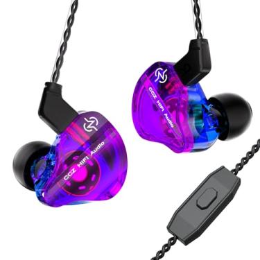 Imagem de CCZ DC01 Pro in Ear Monitor Fones de ouvido Ultrastrong Bass Edition Gaming Earbuds com ajuste profissional em forma de V 4N cabo OFC para músicos/cantores/audiófilos (com microfone, roxo)