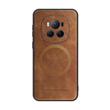 Imagem de Capa compatível com Honor Magic 6 Pro, couro PU, à prova de choque, compatível com Honor Magic 6 Pro, marrom