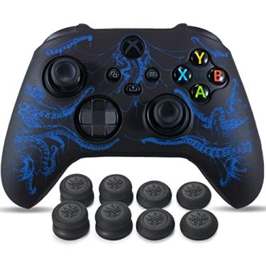 Imagem de YoRHa 1 película de silicone para Xbox Series X/S Controlador (Azul Cthulhu) com 8 cabos exclusivos para polegar
