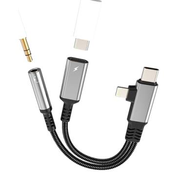 Imagem de USB C Lightning para divisor de carregador de áudio AUX (2 em 1) para conector de fone de ouvido Apple de 3,5 mm para iPhone 16 15 14 13 Pro Max para iPad tipo C conector de cabo de carregamento