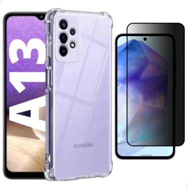 Imagem de [GL CASES] Kit Capa A13 Case Capinha Samsung A13 Anti Impacto Reforçada Silicone Transparente Flexível Proteção De Câmera + Película A13 Privacidade Vidro Anti Spy Espião