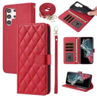 Imagem de Furiet Capa carteira para Samsung Galaxy S24 Ultra 5G com alça de pulso, alça de ombro, vários compartimentos para cartões, bolsa fólio, acessórios de couro PU, capa de celular para S24Ultra 24S S 24